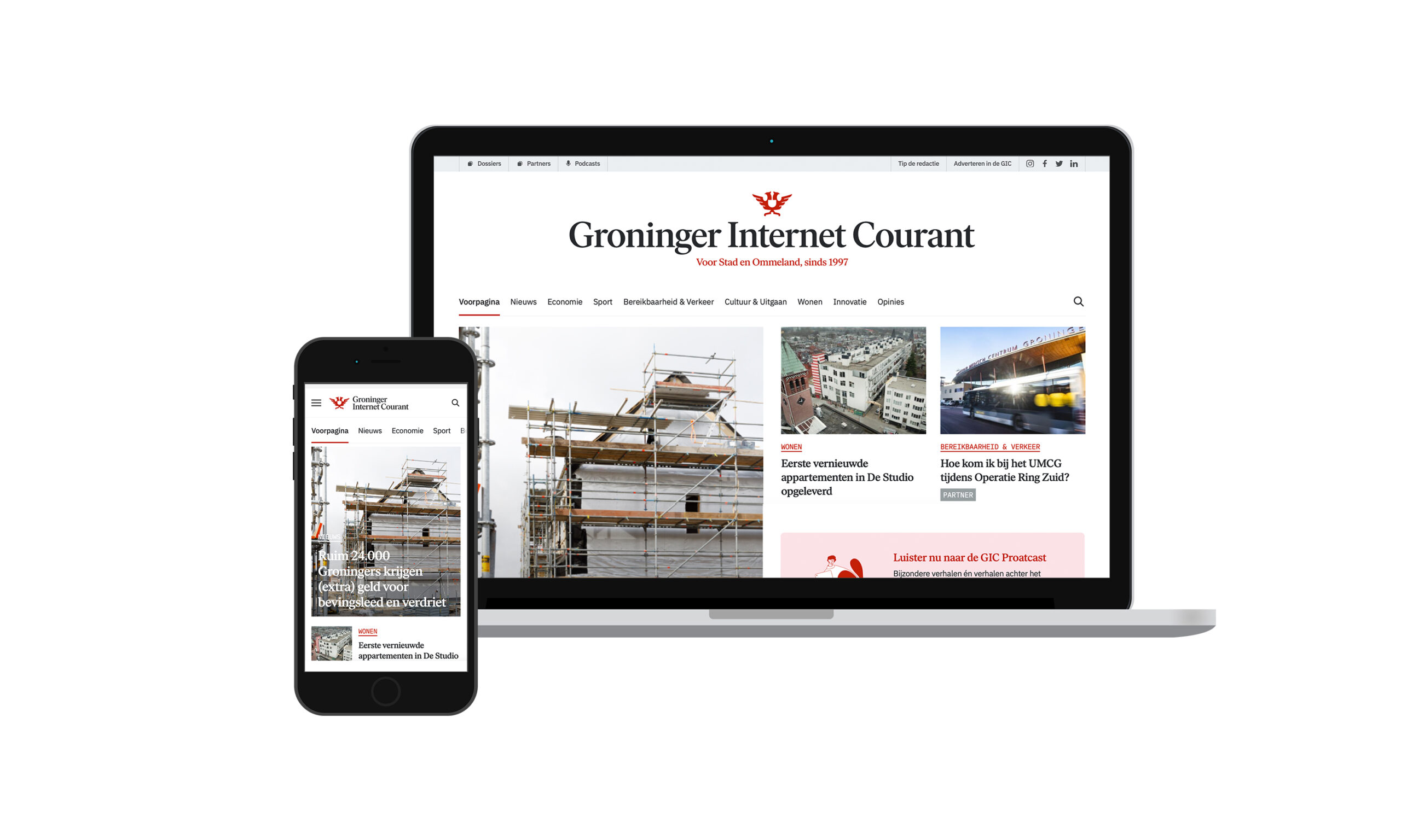 Mock-ups website Groninger Internet Courant