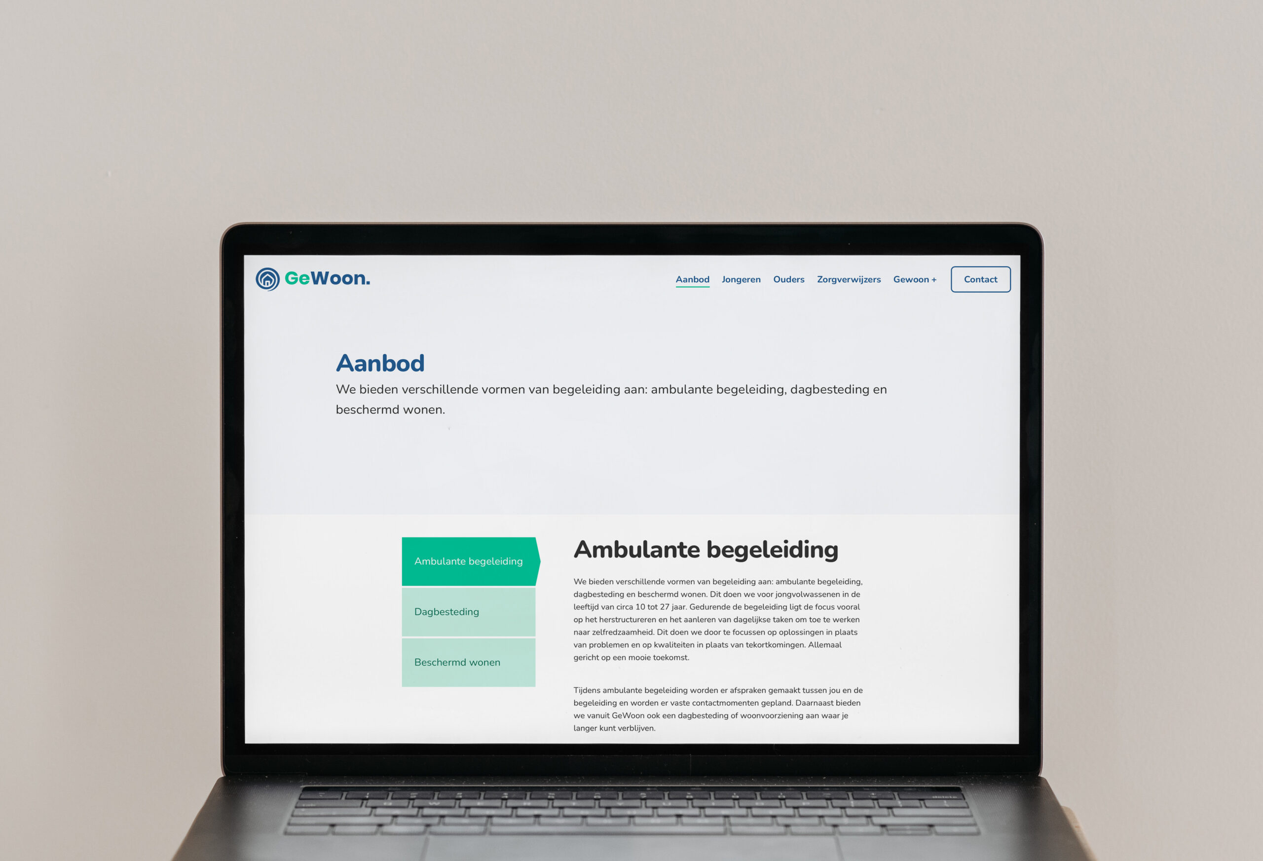 Maatwerk website mock-up laptop
